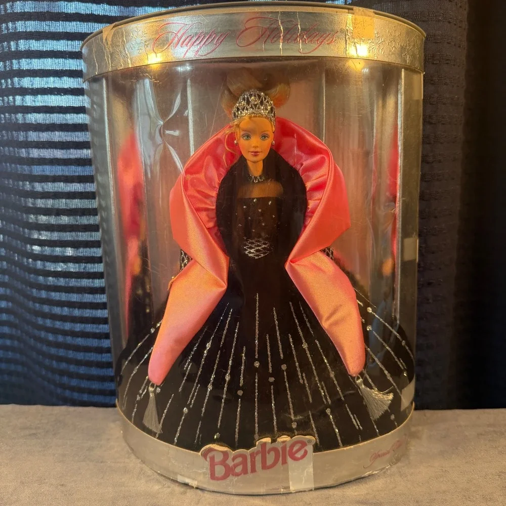 Mattel 1998 Happy Holidays Barbie Special Edition Black Pink Gown 20200 Vintage
